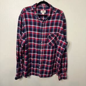 Woolrich Navy Red and White Long Sleeve Flannel Button Up Shirt Size XXL